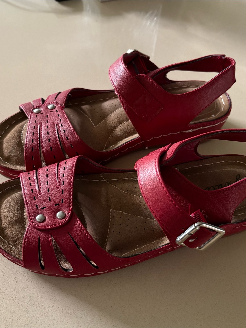 Women’s Red Comfort Strap Sandals